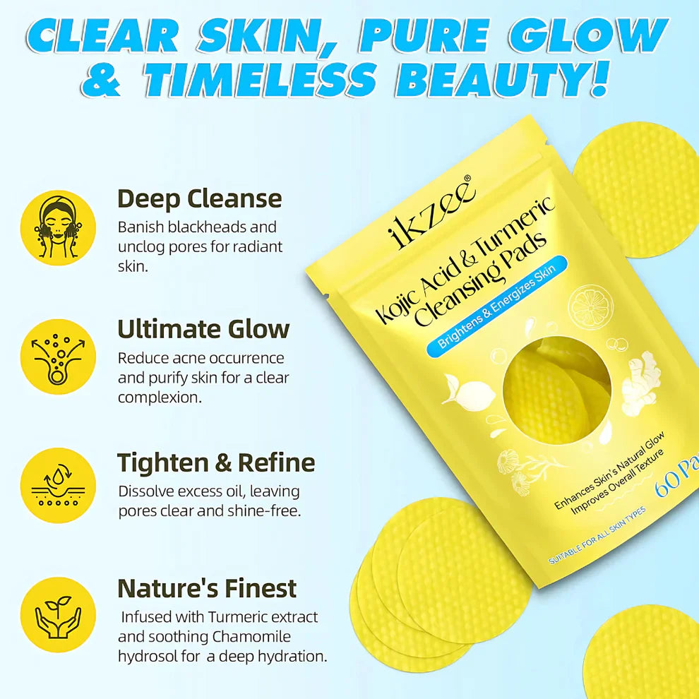 GlowWipe™ - Turmeric & Kojic Acid Cleansing Pads (Pack Of 60 Pads🔥) Limited Time Offer🔥🔥