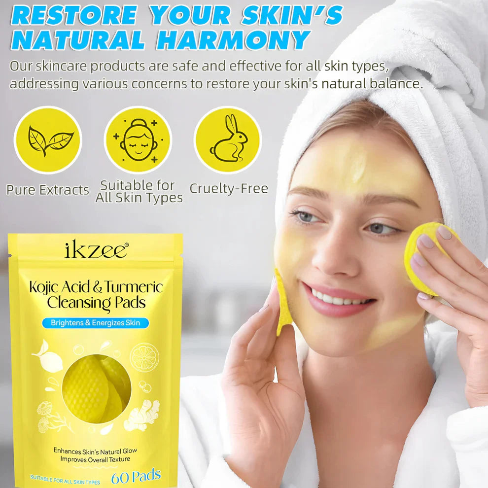 GlowWipe™ - Turmeric & Kojic Acid Cleansing Pads (Pack Of 60 Pads🔥) Limited Time Offer🔥🔥