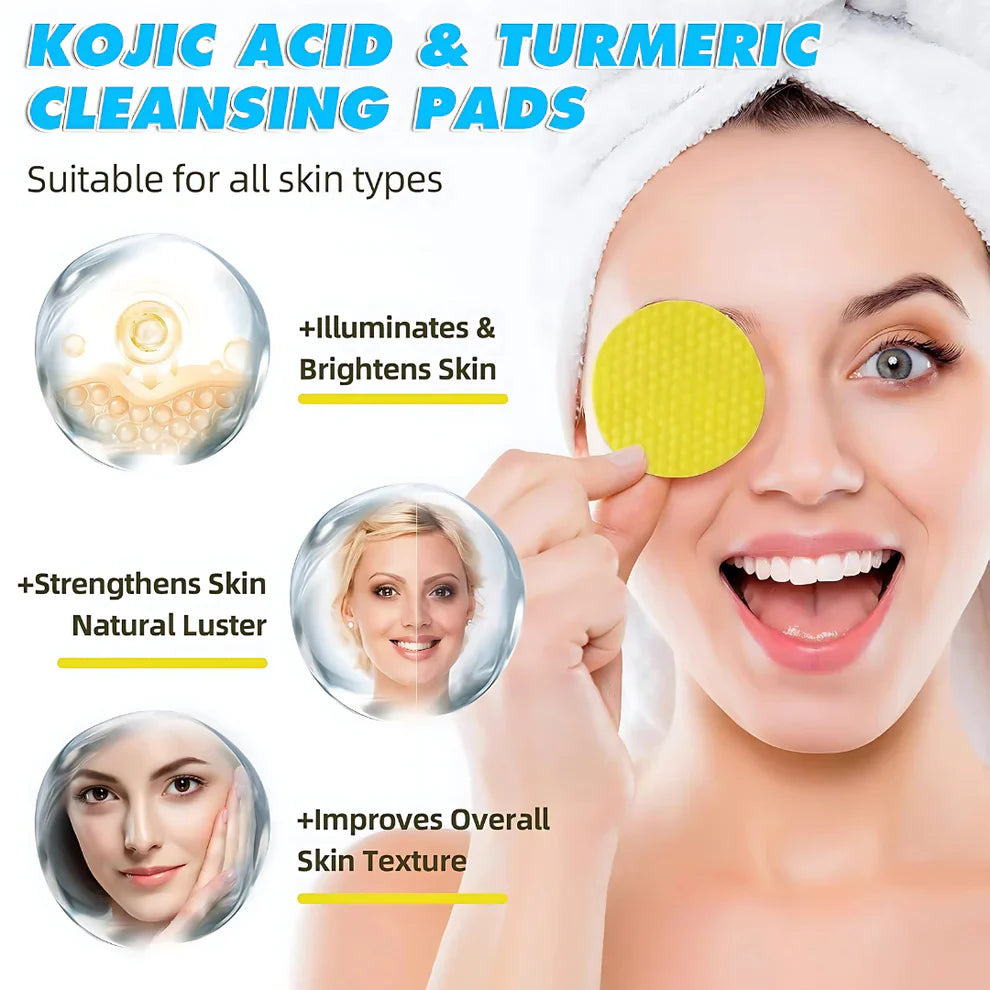 GlowWipe™ - Turmeric & Kojic Acid Cleansing Pads (Pack Of 60 Pads🔥) Limited Time Offer🔥🔥